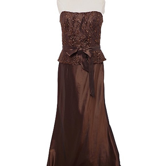 Montage Faux 2 Piece "Cocoa" Beaded Gown w/Jacket NEW- Sz. 8 - Picture 2 of 9